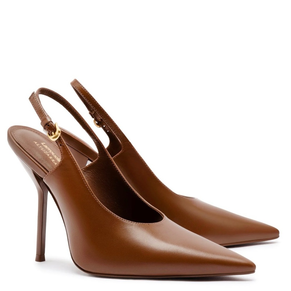 - Larroude x ALTUZARRA Burnt Umber Leather Pump